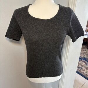 Y2k Express Wool Angora Knit Sweater Top XS Italy Capsule Minimalist Dark Gray